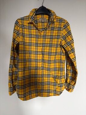 Burberry Yellow Plaid Button-Up Shirt women